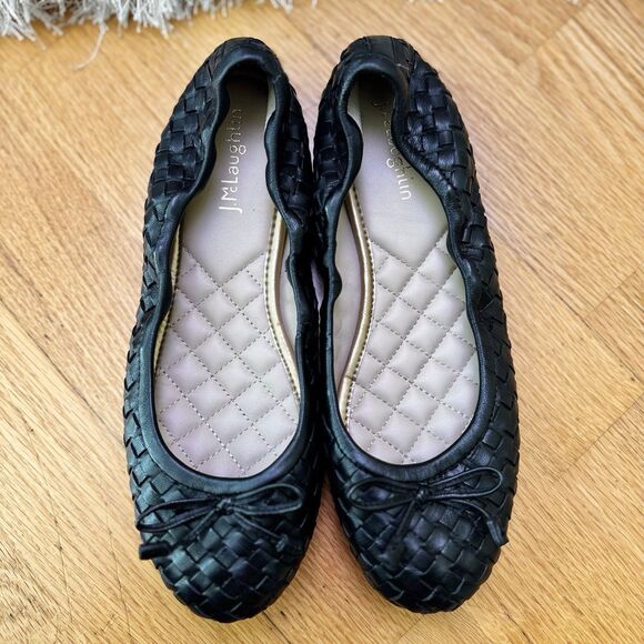 J. McLaughlin Women's Mercer Woven Leather Ballet Flats Shoes Black Size 6M - Picture 1 of 16